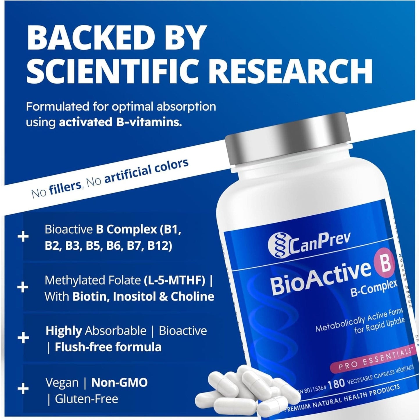 180 Vegetable Capsules | CanPrev BioActive B Complex