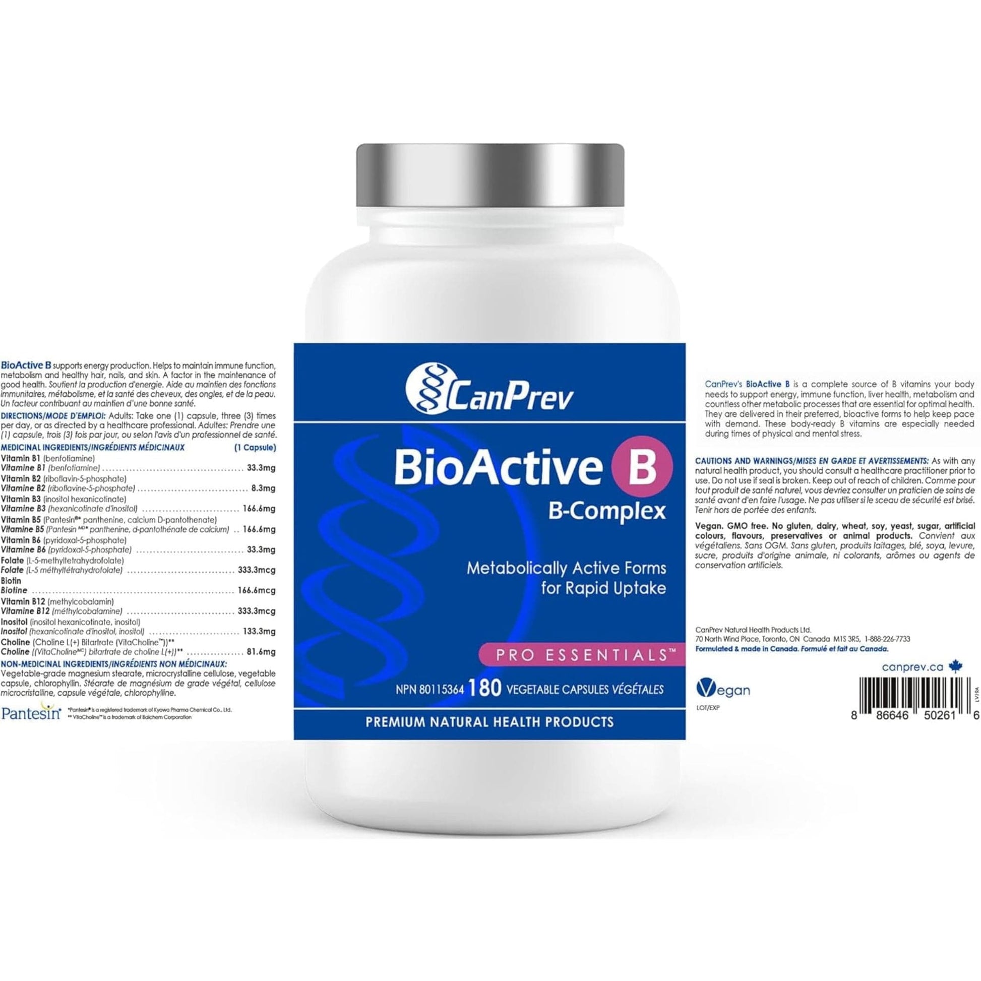 180 Vegetable Capsules | CanPrev BioActive B Complex