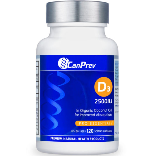 120 Softgels | CanPrev Vitamin D3 2500IU Softgels in a MCT Oil Base