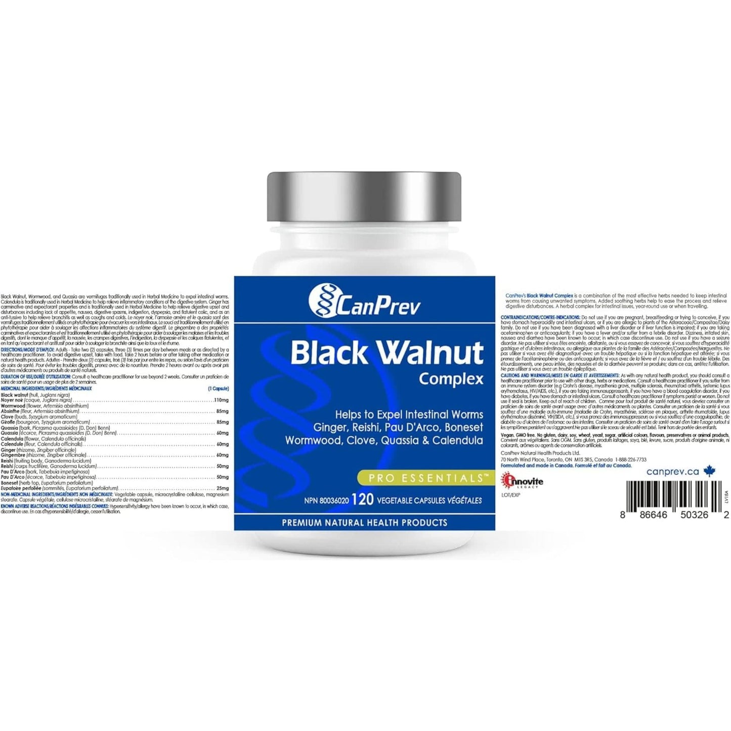 120 Vegetable Capsules | CanPrev Black Walnut Complex
