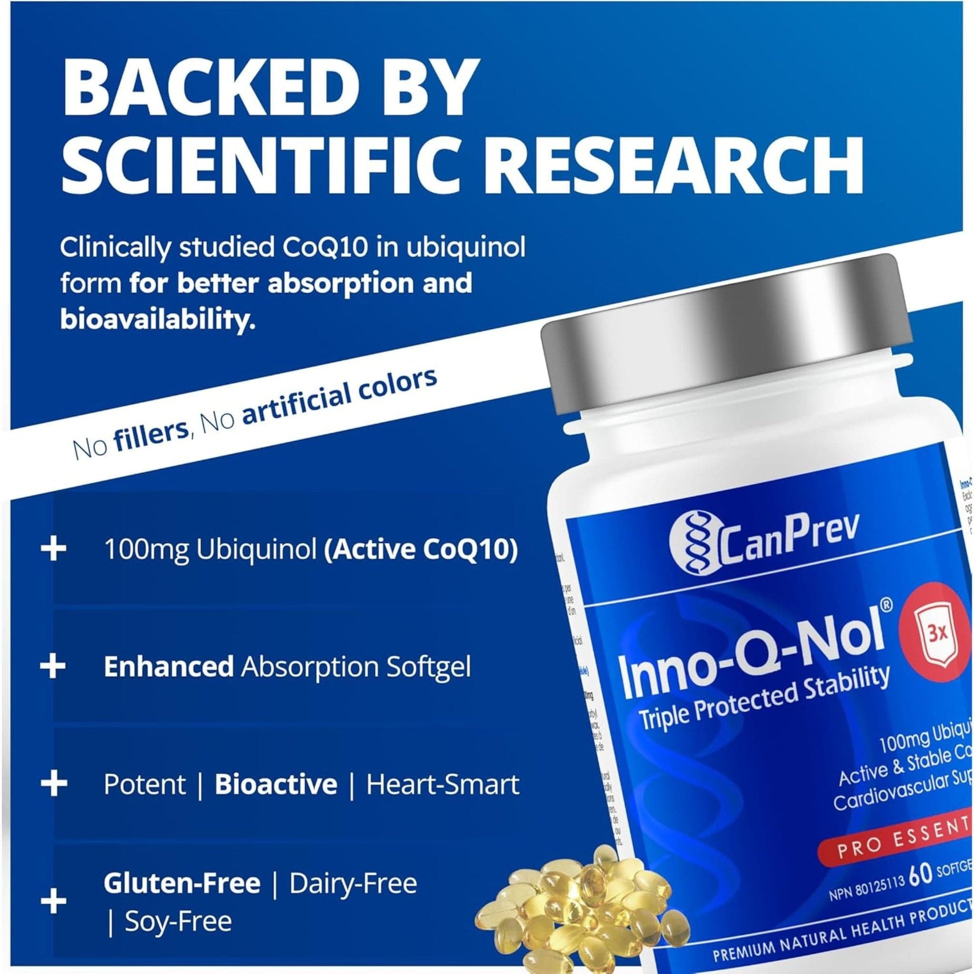 60 Softgels | CanPrev Inno-Q-Nol CoQ10 Ubiquinol 100mg