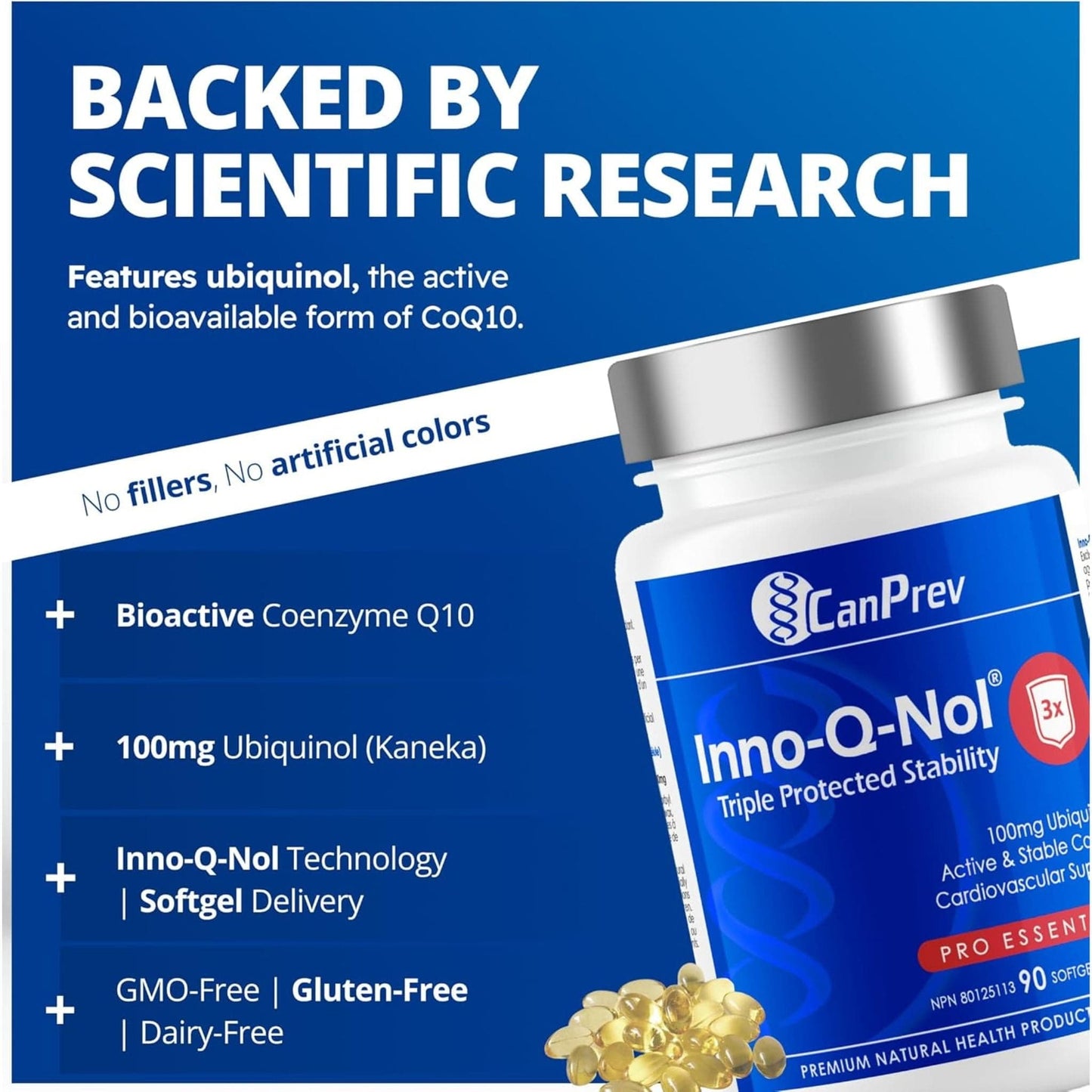 90 Softgels | CanPrev Inno-Q-Nol CoQ10 Ubiquinol 100mg