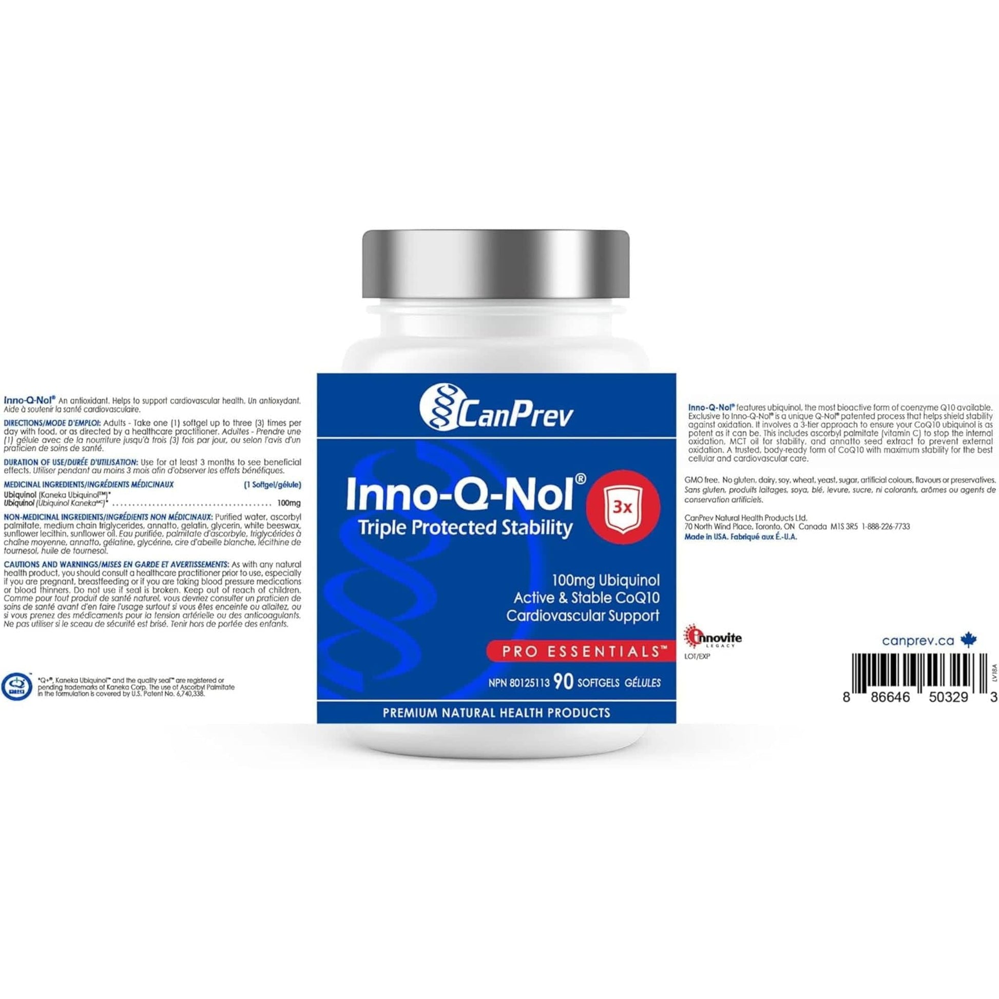 90 Softgels | CanPrev Inno-Q-Nol CoQ10 Ubiquinol 100mg