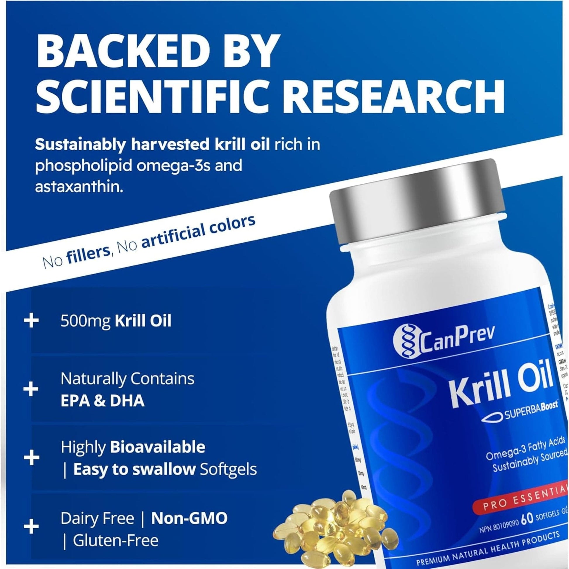 60 Softgels | CanPrev Krill Oil, SUPERBA Boost