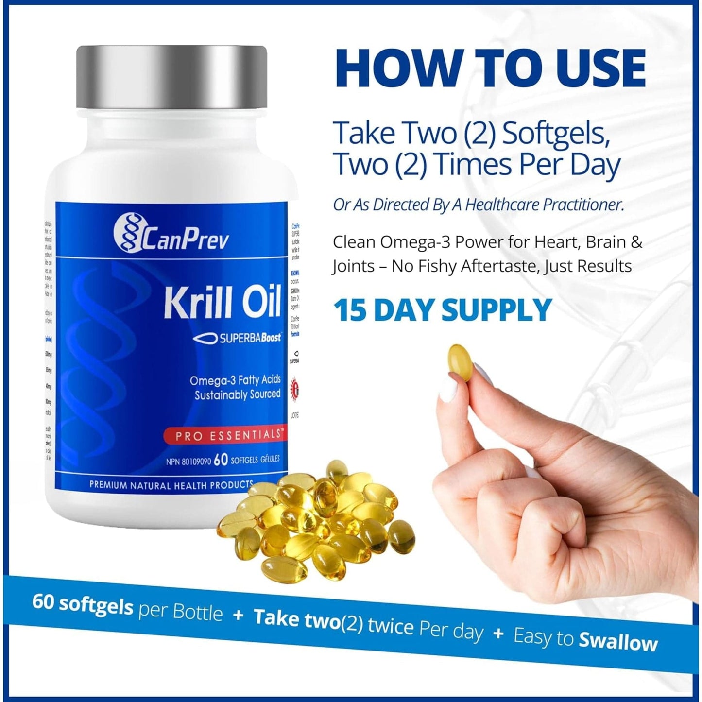 60 Softgels | CanPrev Krill Oil, SUPERBA Boost