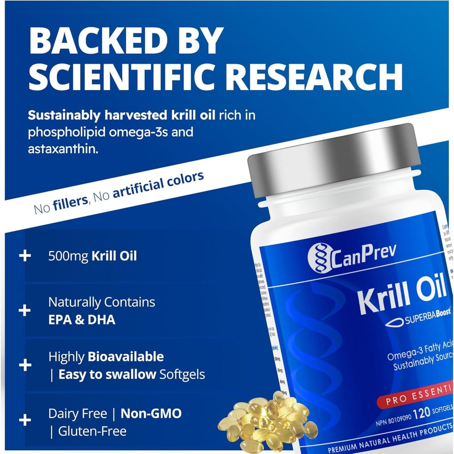 120 Softgels | CanPrev Krill Oil, SUPERBA Boost