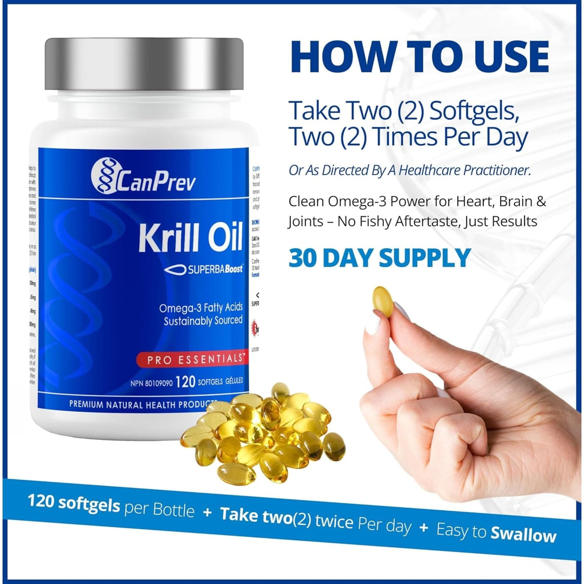 120 Softgels | CanPrev Krill Oil, SUPERBA Boost