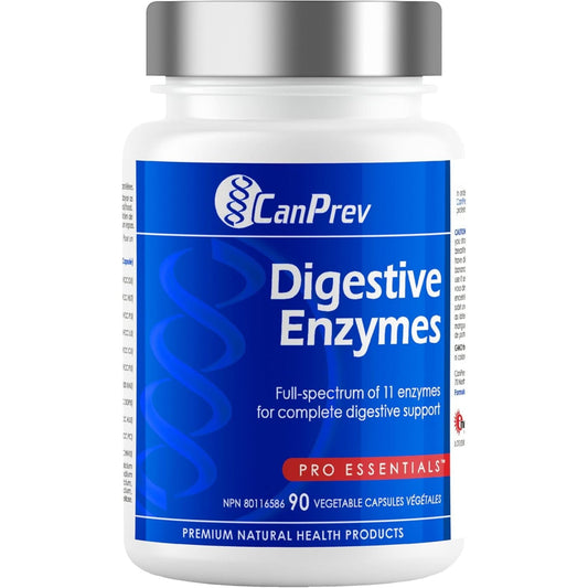 90 Vegetable Capsules | CanPrev Digestive Enzymes, Full-spectrum of 11 Enzymes for Complete Digestive Support
