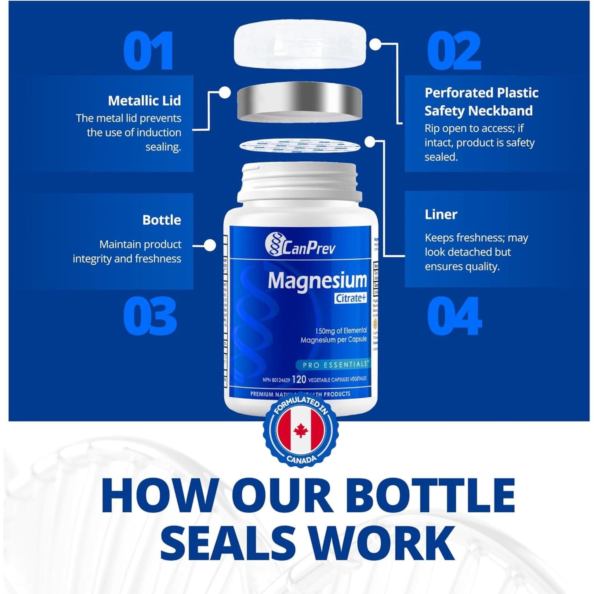 120 Vegetable Capsules | CanPrev Magnesium Citrate+ 150mg