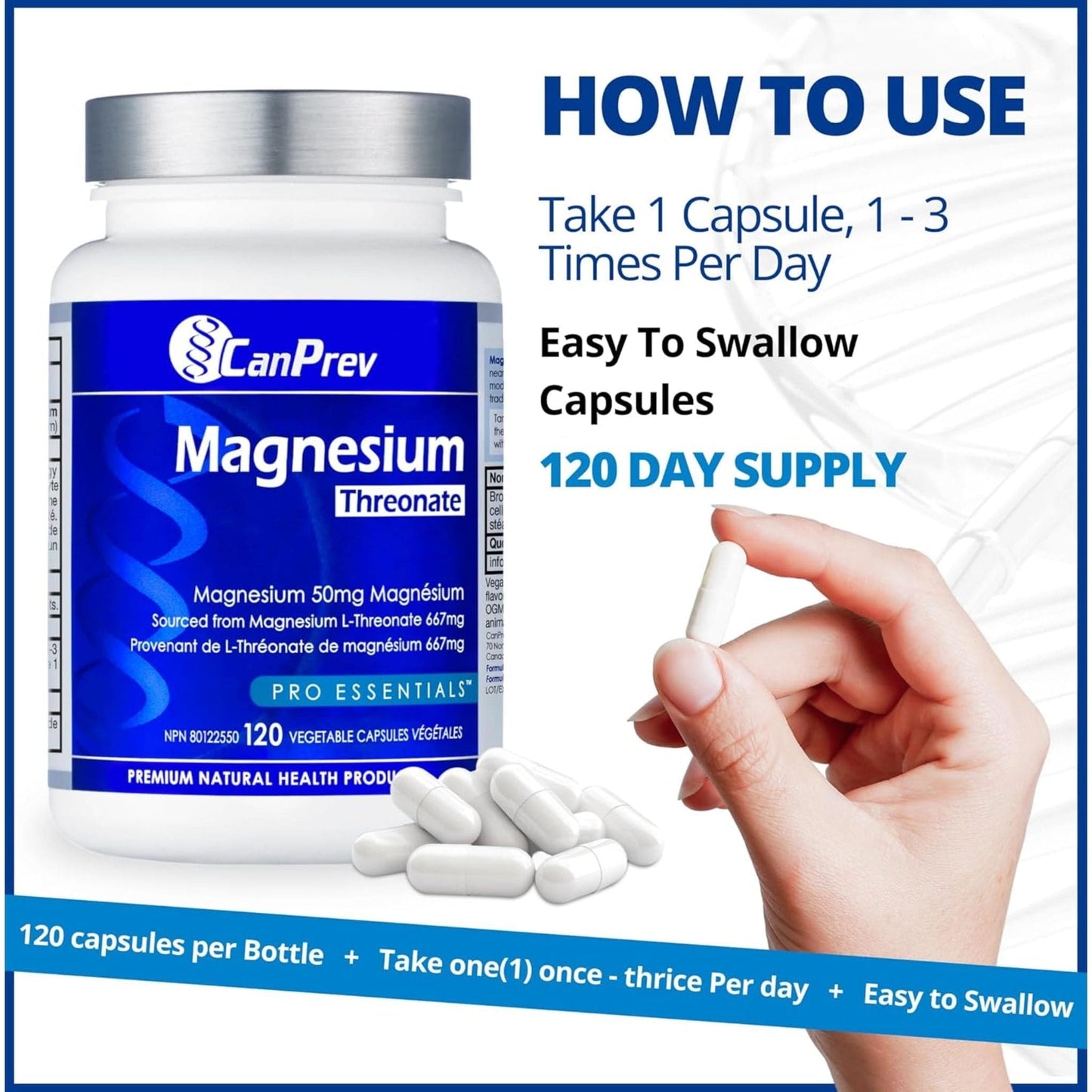 120 Vegetable Capsules | CanPrev Magnesium Threonate