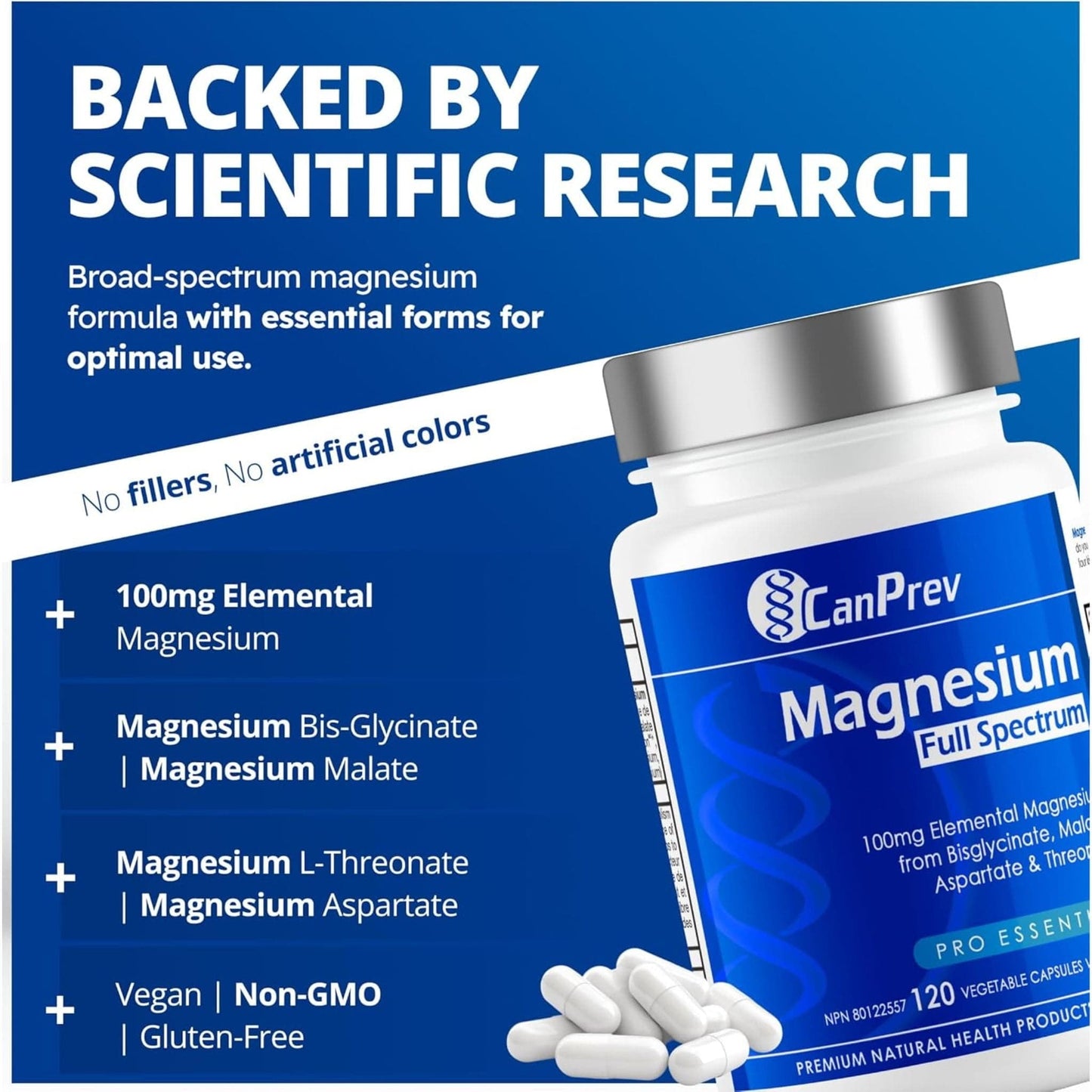 120 Vegetable Capsules | CanPrev Magnesium Full Spectrum