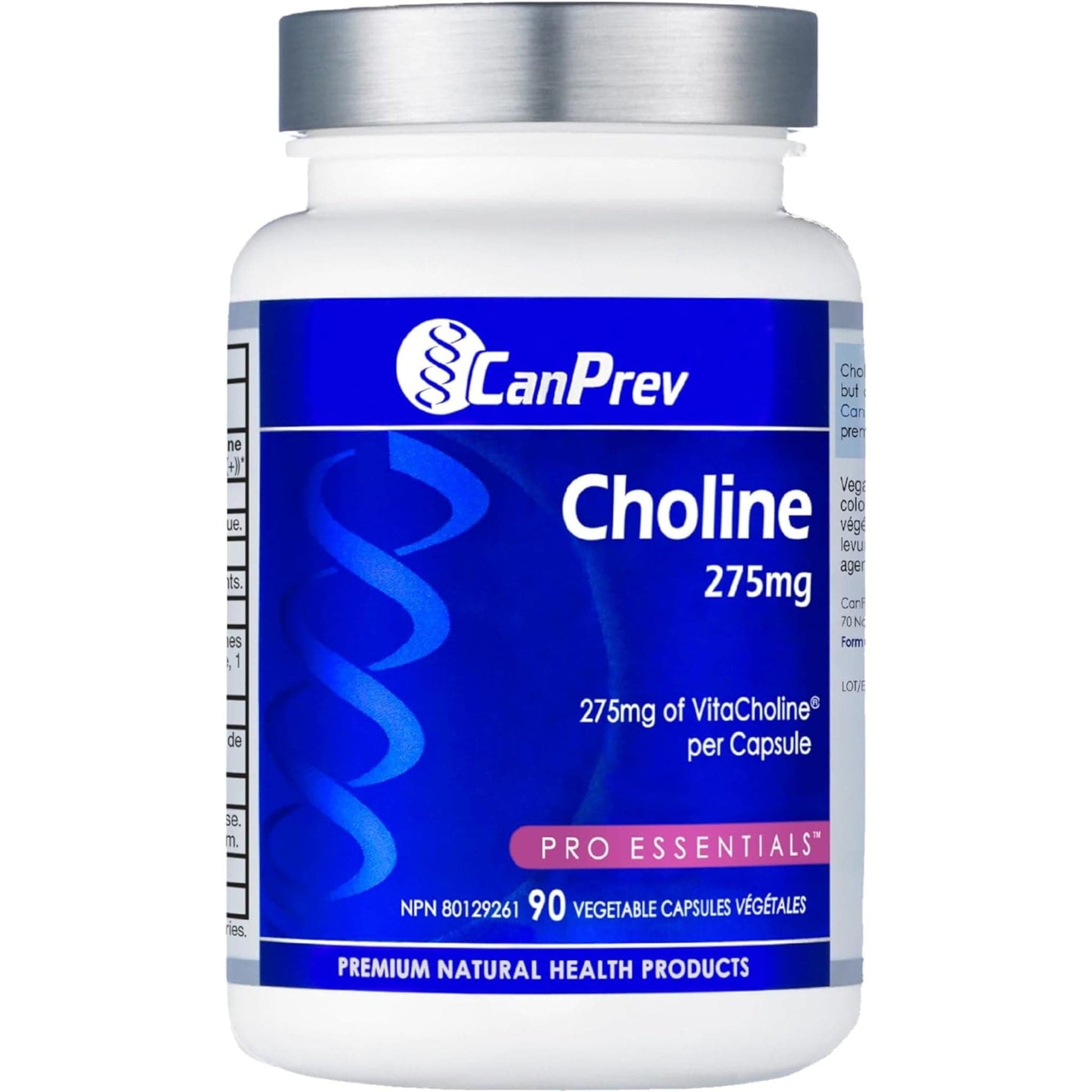 90 Vegetable Capsules | CanPrev Choline 275mg, Helps to Support Liver Function, Brain and Cardiovascular Health
