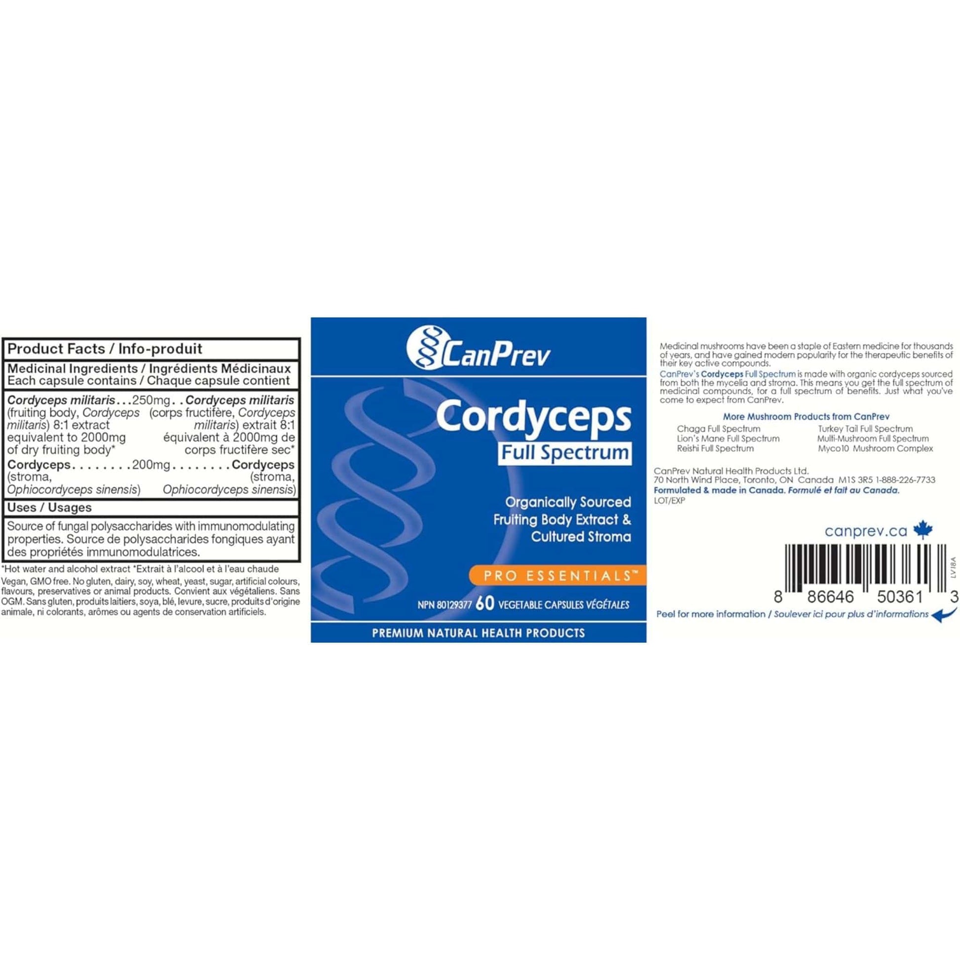 60 Vegetable Capsules | CanPrev Cordyceps Full Spectrum