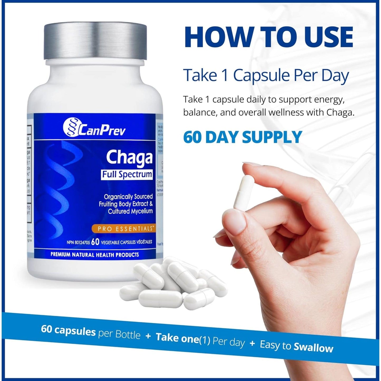 60 Vegetable Capsules | CanPrev Chaga Full Spectrum