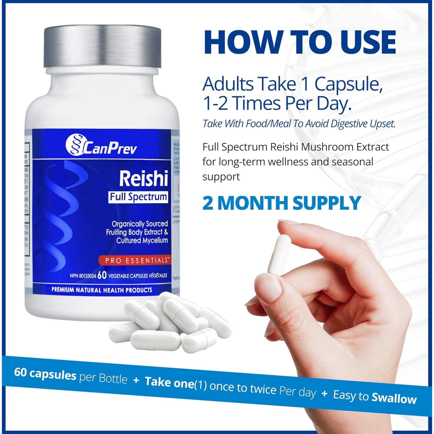 60 Vegetable Capsules | CanPrev Reishi Full Spectrum