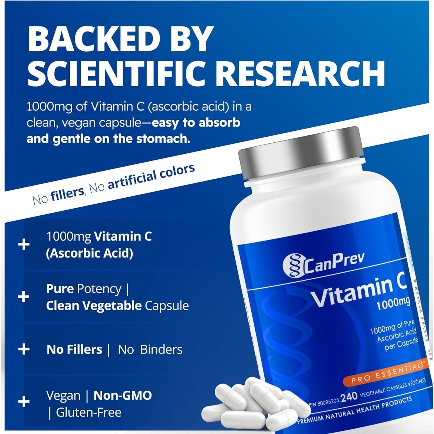 240 Vegetable Capsules | CanPrev Vitamin C 1000mg