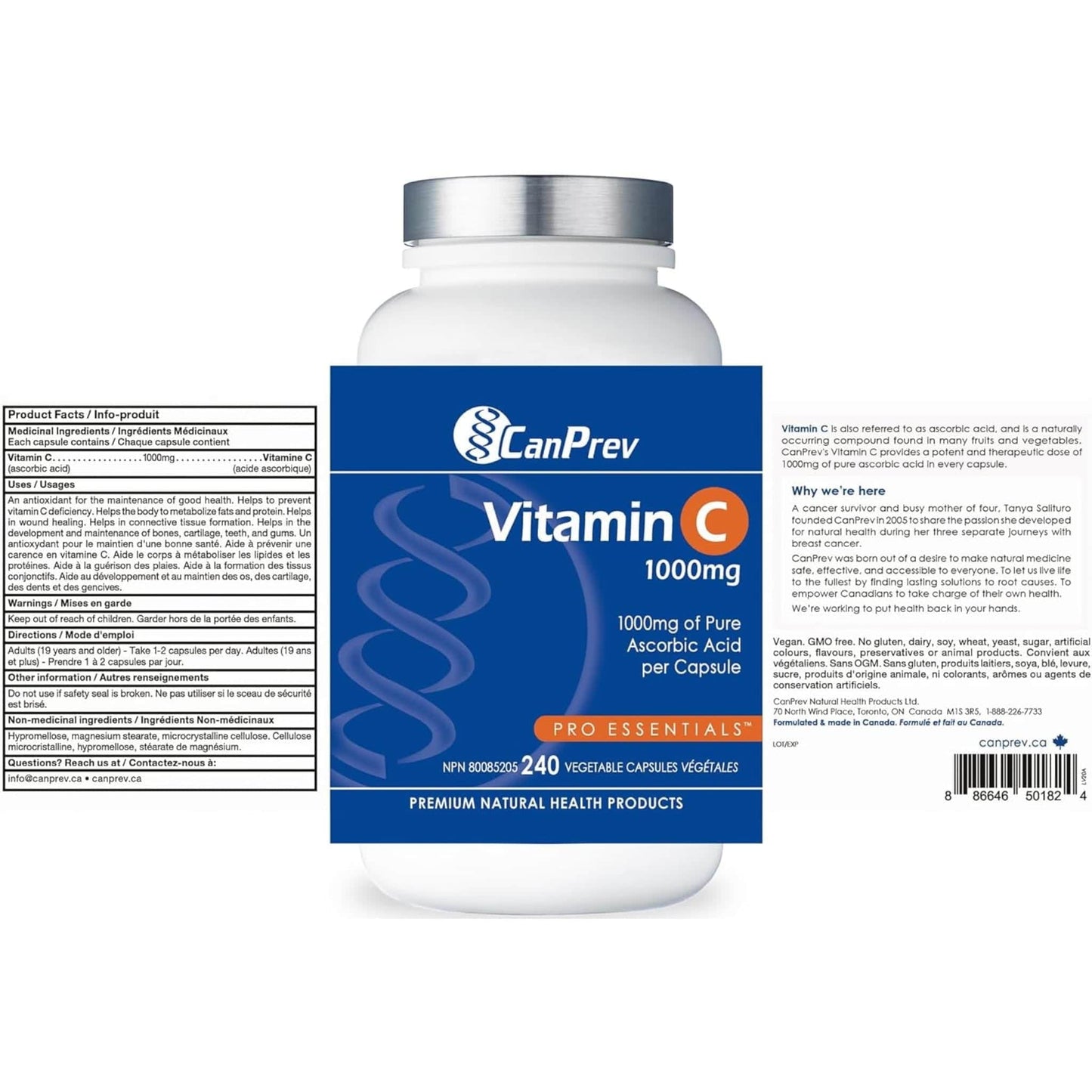 240 Vegetable Capsules | CanPrev Vitamin C 1000mg