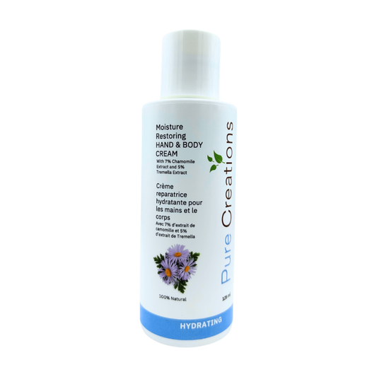 Pure Creations Hand and Body Cream Moisture Restore with 7% Chamomile, 5% Tremella, Colloidal Oatmeal and Shea Butter, 125ml