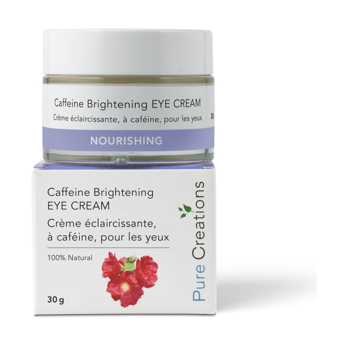 Pure Creations Caffeine Brightening Eye Cream with 5% Caffeine, 8% Coffee Extract, Ceramides and Tremella, for Puffiness and Dark Circles, 30g