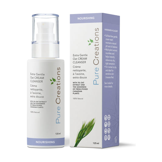 Pure Creations Extra Gentle Oat Cream Cleanser with 3% Oat Extract, Hyaluronic Acid and Calming Complex, Sulfate-Free, 125ml