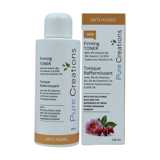Pure Creations Firming Toner with 4% Niacinamide, 2% Vitamin C, Hyaluronic Acid, 10% Tremella and Polyglutamic Acid, 125ml