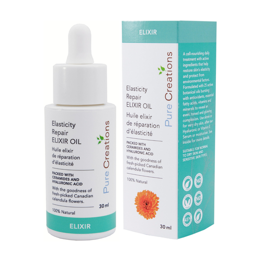 Pure Creations Elasticity Repair Elixir Face Oil with Ceramides, Hyaluronic Acid and 22% Calming Complex, for Dry Skin, 30ml