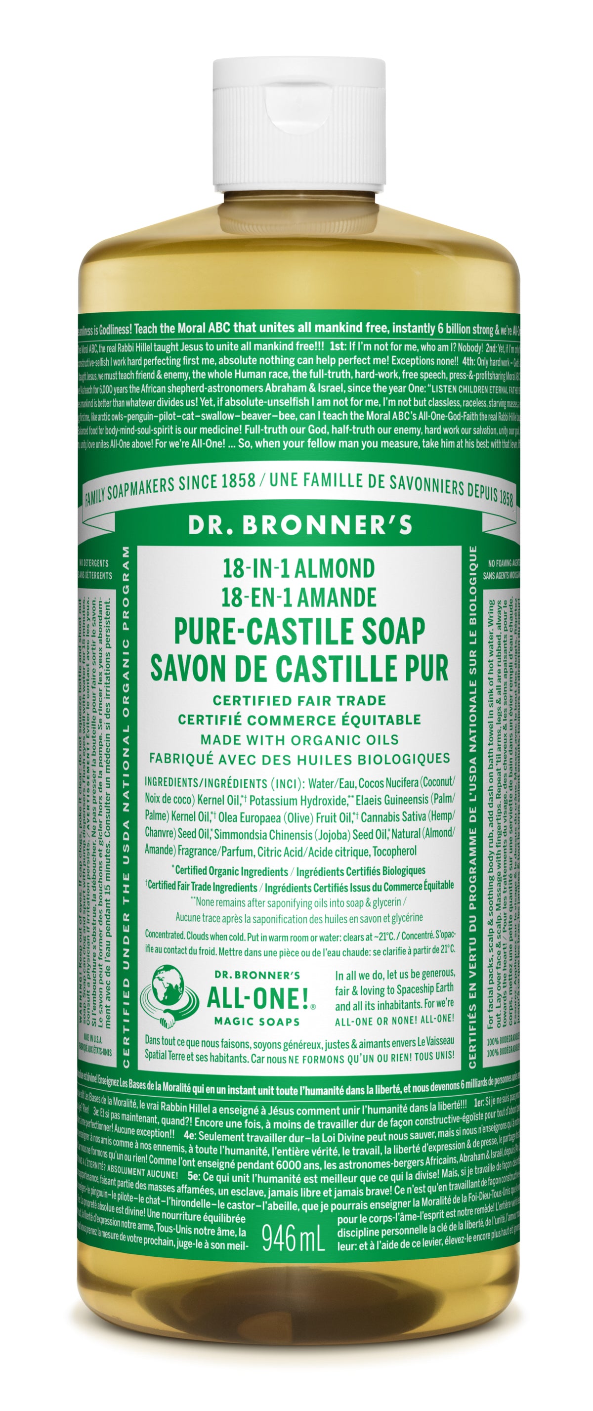 Dr. Bronner's Pure-Castile Liquid Soap 946ml Almond