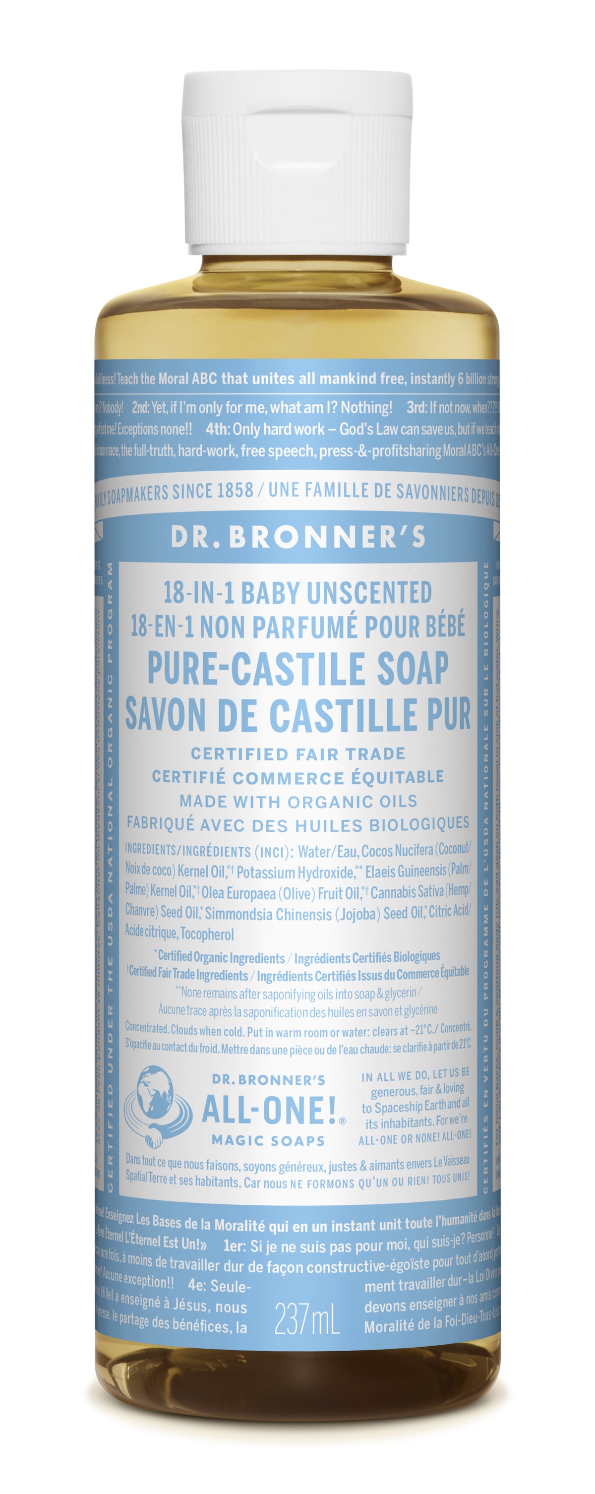 Dr. Bronner's Pure-Castile Liquid Soap 237ml Baby Unscented