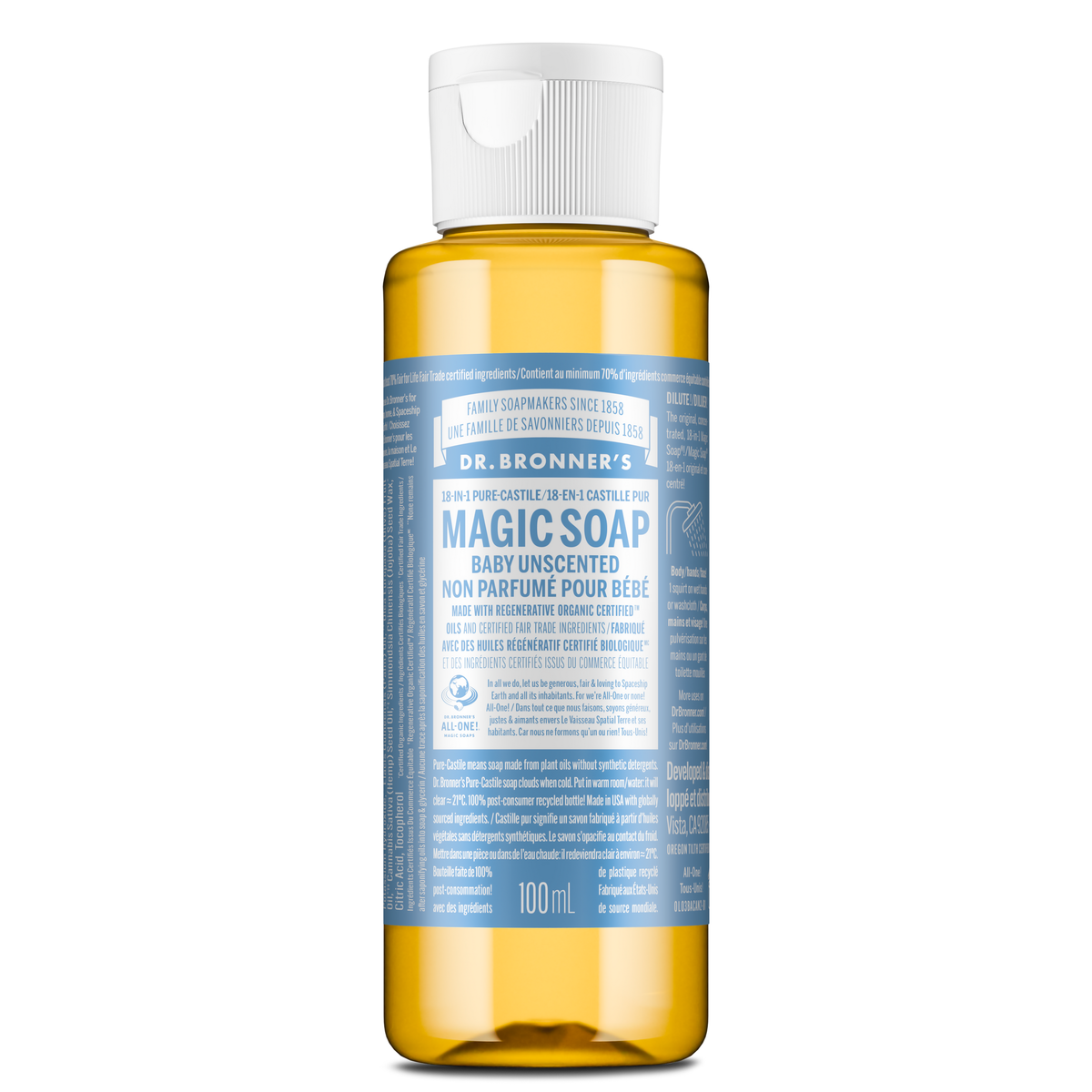 Dr. Bronner's Pure-Castile Liquid Soap 100ml Baby Unscented