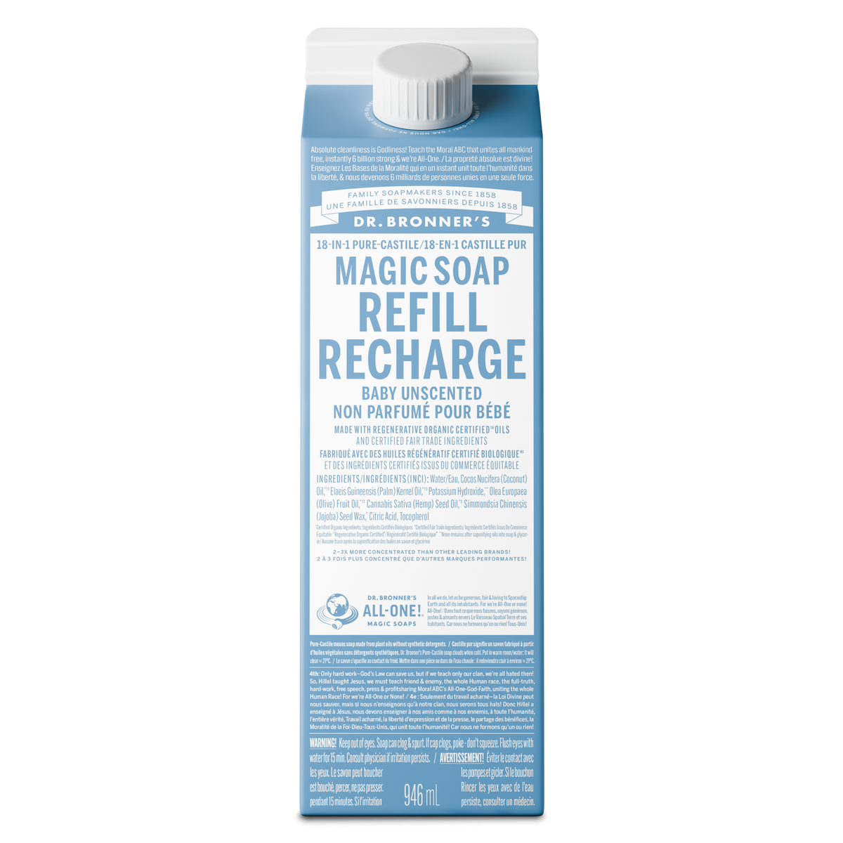 Dr. Bronner's Pure-Castile Liquid Soap 946ml Refill Baby Unscented