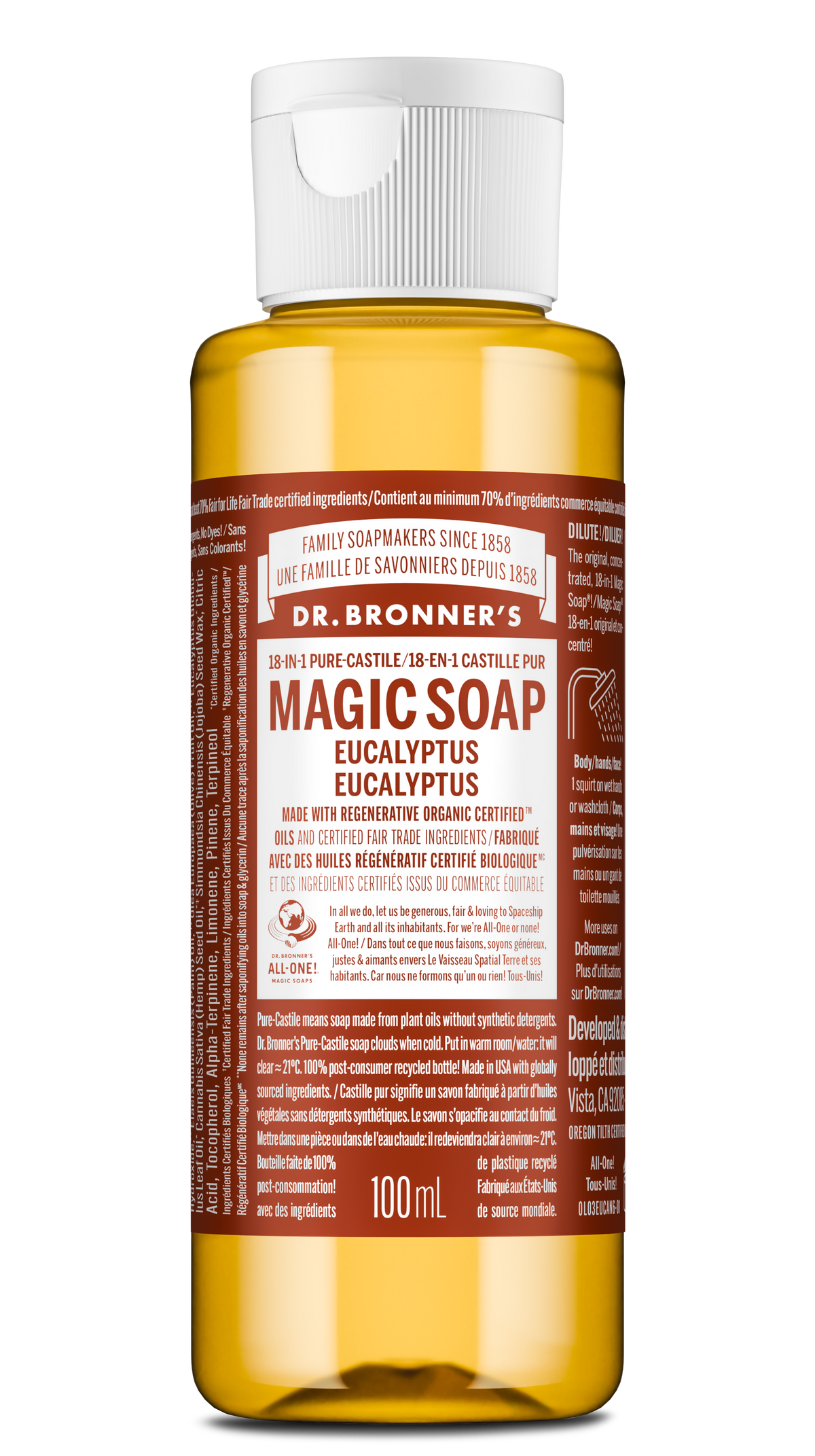 Dr. Bronner's Pure-Castile Liquid Soap 100ml Eucalyptus
