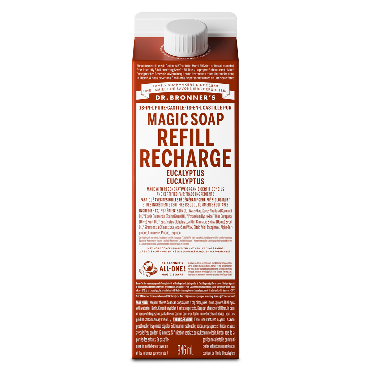 Dr. Bronner's Pure-Castile Liquid Soap 946ml Refill Eucalyptus
