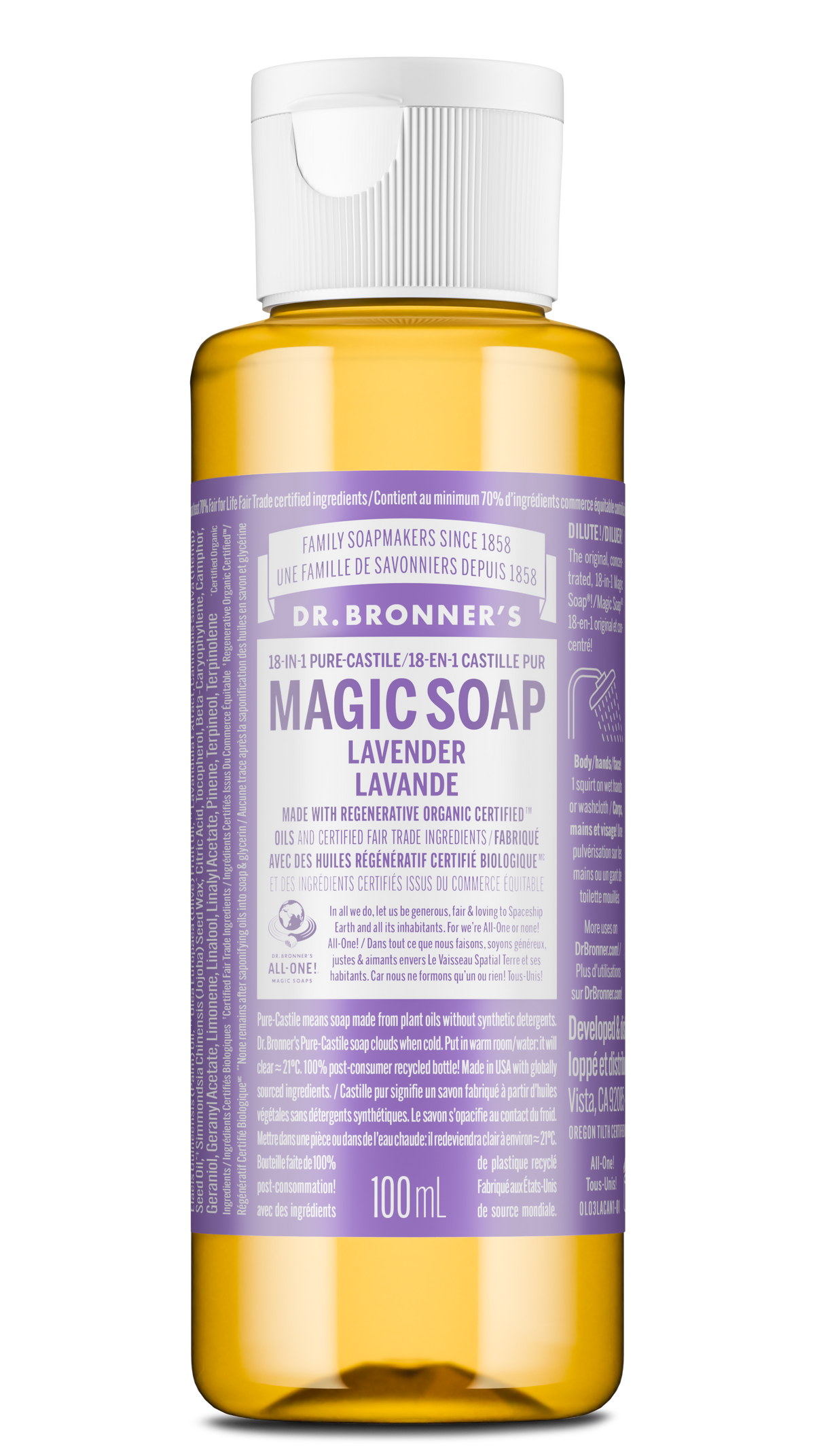 Dr. Bronner's Pure-Castile Liquid Soap 100ml Lavender