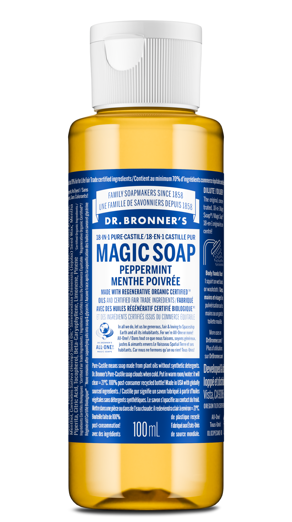 Dr. Bronner's Pure-Castile Liquid Soap 100ml Peppermint