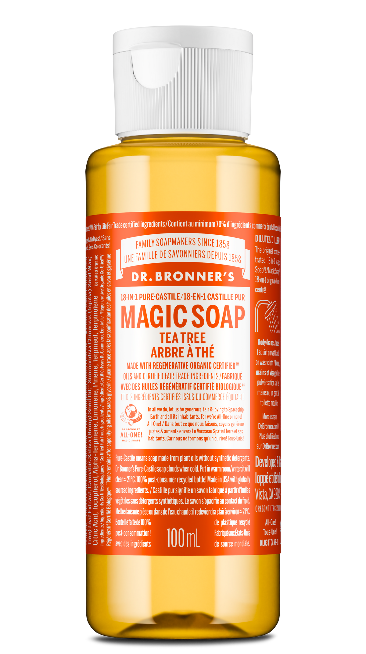Dr. Bronner's Pure-Castile Liquid Soap 100ml Tea Tree