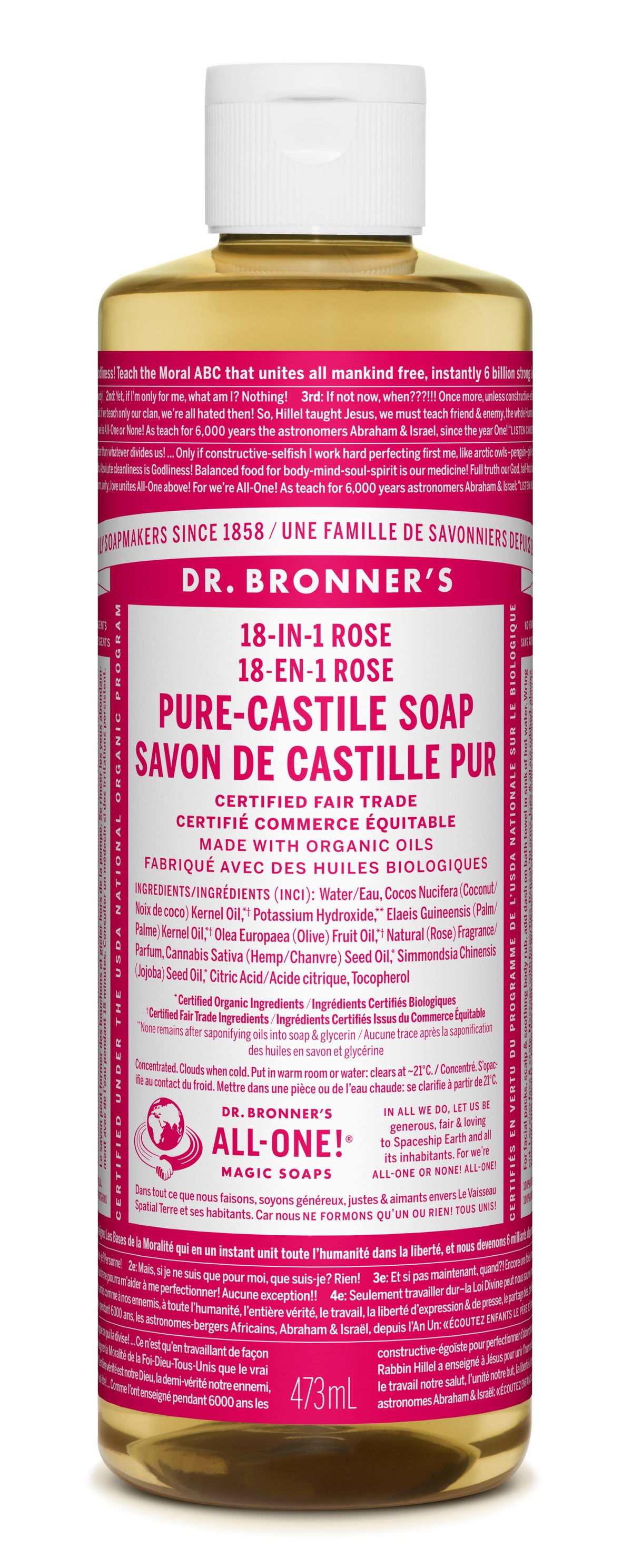 Dr. Bronner's Pure-Castile Liquid Soap 473ml Rose