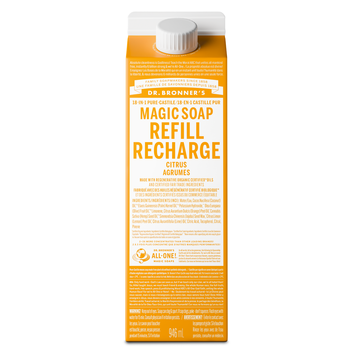 Dr. Bronner's Pure-Castile Liquid Soap 946ml Refill Citrus
