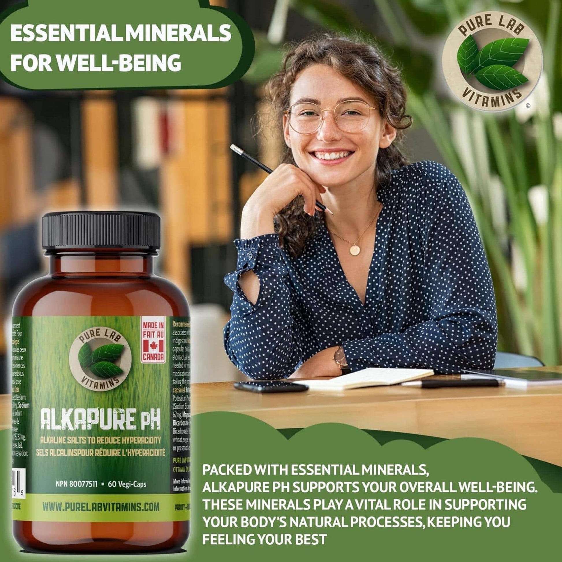 60 Vegetable Capsules | Pure Lab Vitamins Alkapure PH 