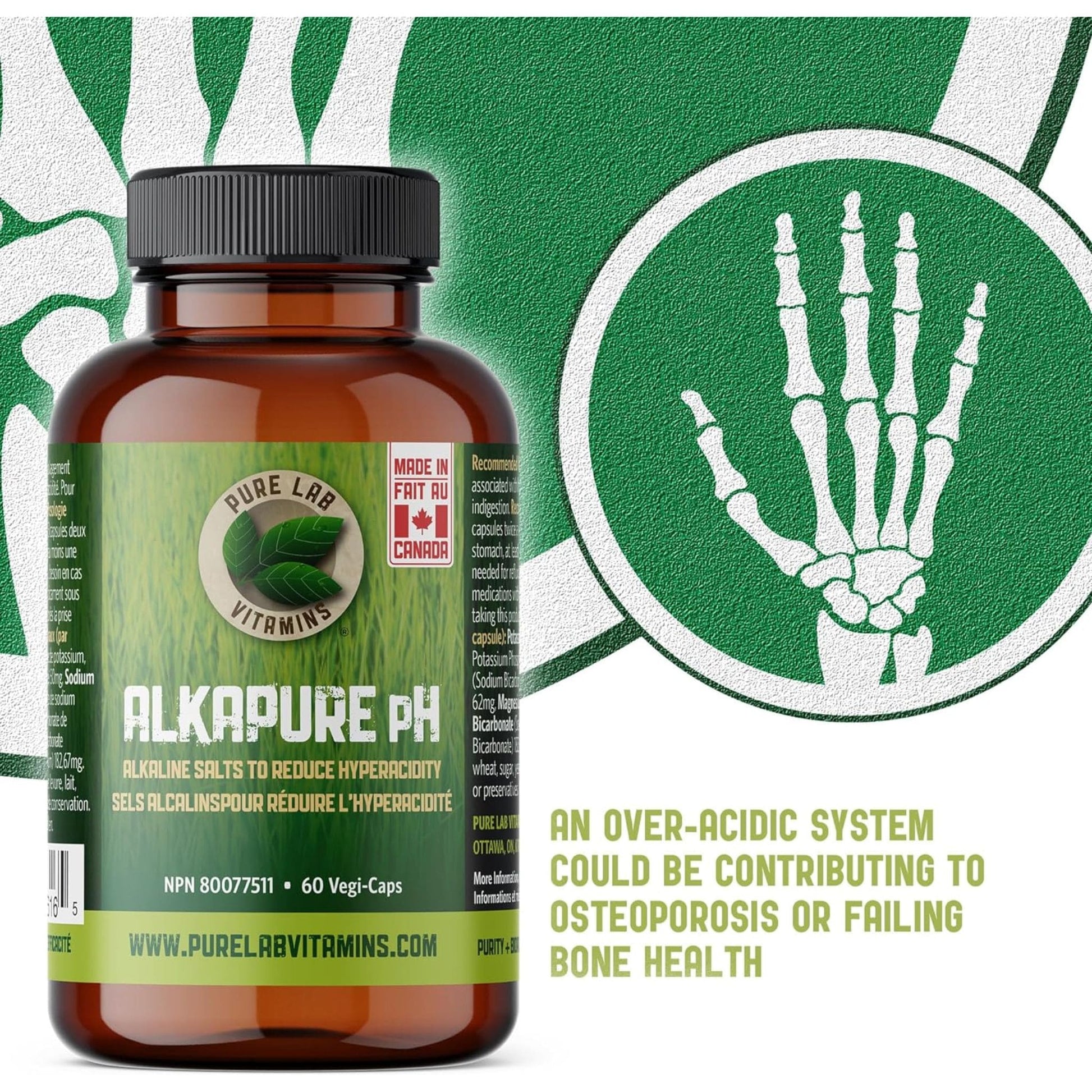60 Vegetable Capsules | Pure Lab Vitamins Alkapure PH 