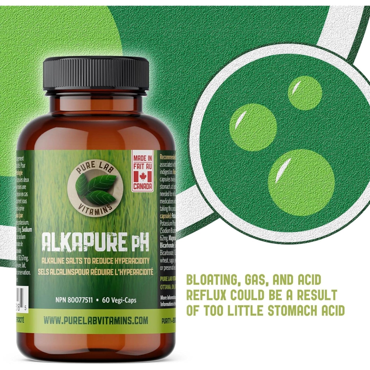 60 Vegetable Capsules | Pure Lab Vitamins Alkapure PH 