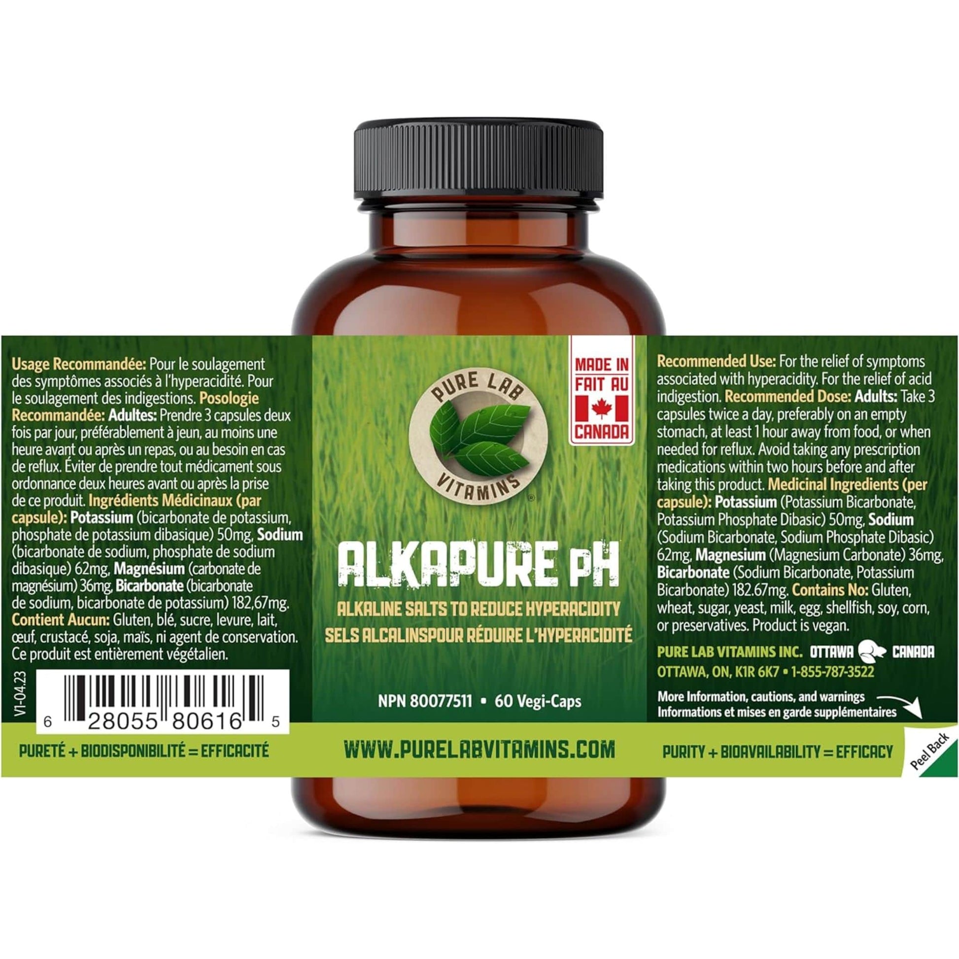 60 Vegetable Capsules | Pure Lab Vitamins Alkapure PH 