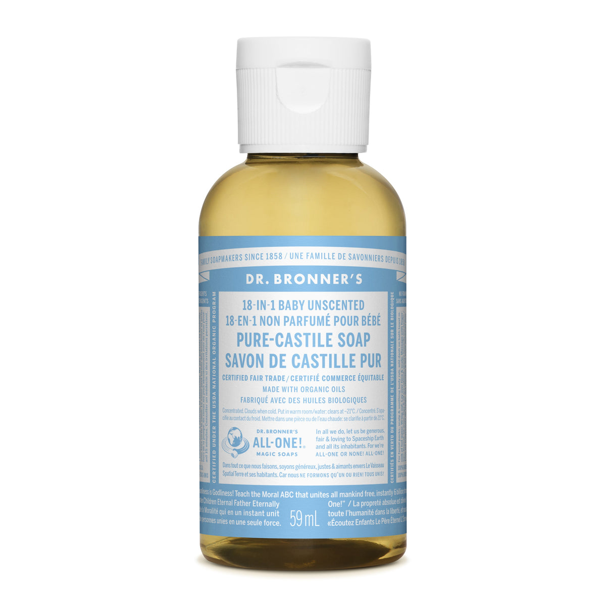 Dr. Bronner's Pure-Castile Liquid Soap 59ml Baby Unscented