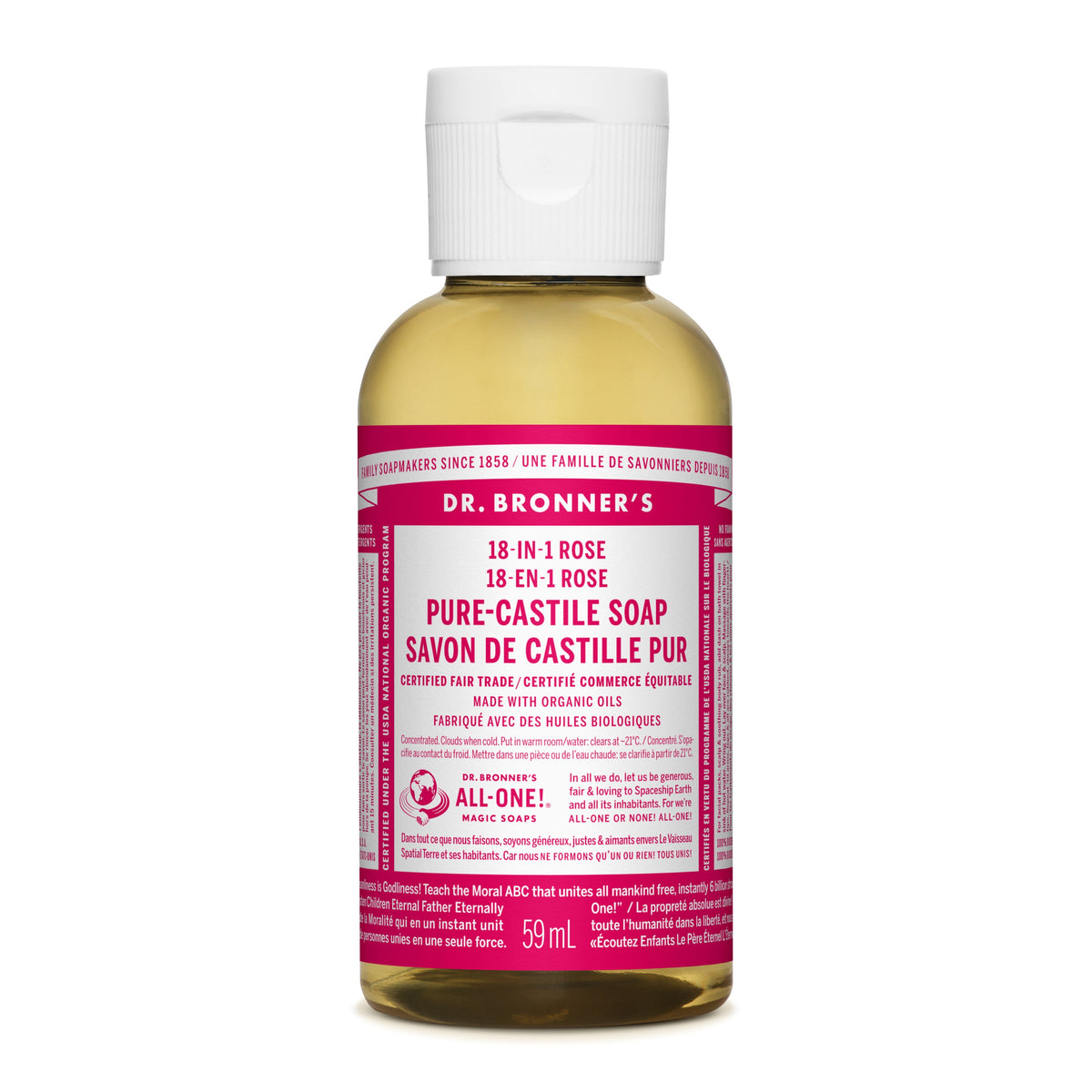 Dr. Bronner's Pure-Castile Liquid Soap 59ml Rose