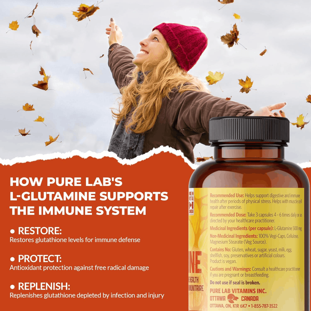 150 Vegetable Capsules | Pure Lab Vitamins L-Glutamine