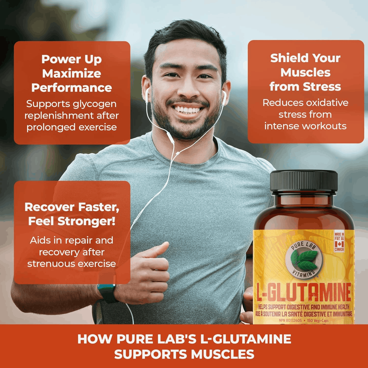 150 Vegetable Capsules | Pure Lab Vitamins L-Glutamine