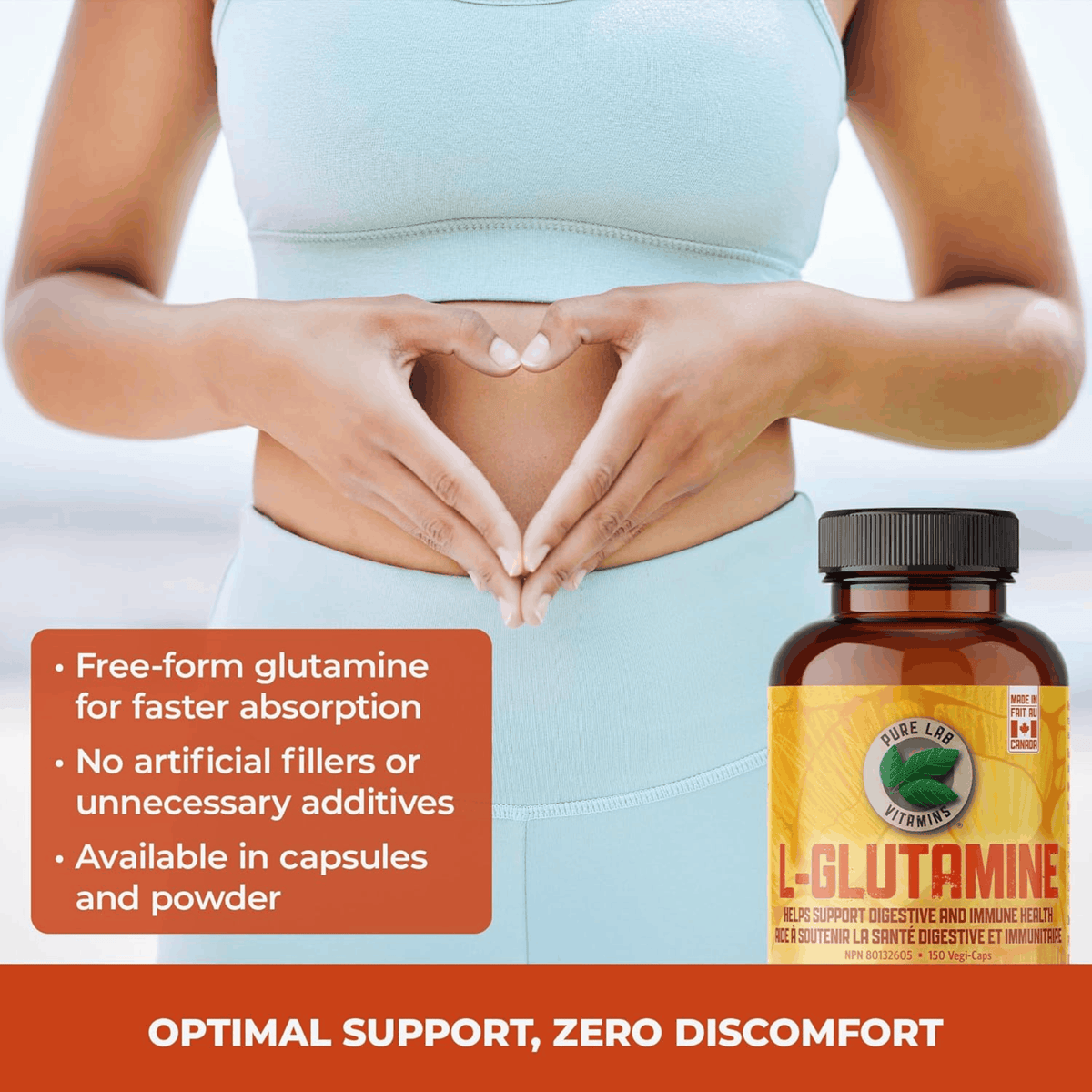150 Vegetable Capsules | Pure Lab Vitamins L-Glutamine