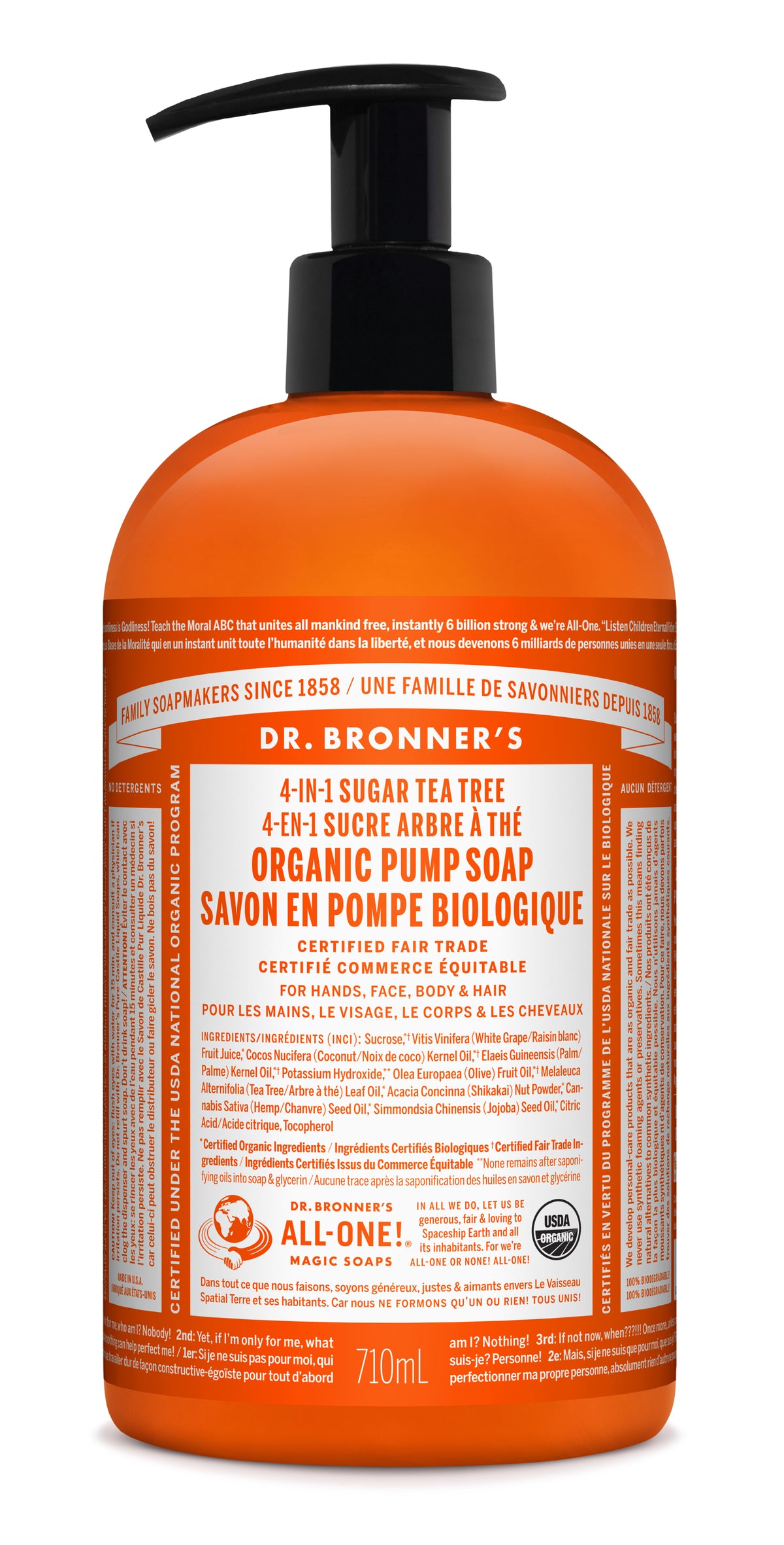 Dr. Bronner's Organic Sugar Soap Tea Tree 710ml