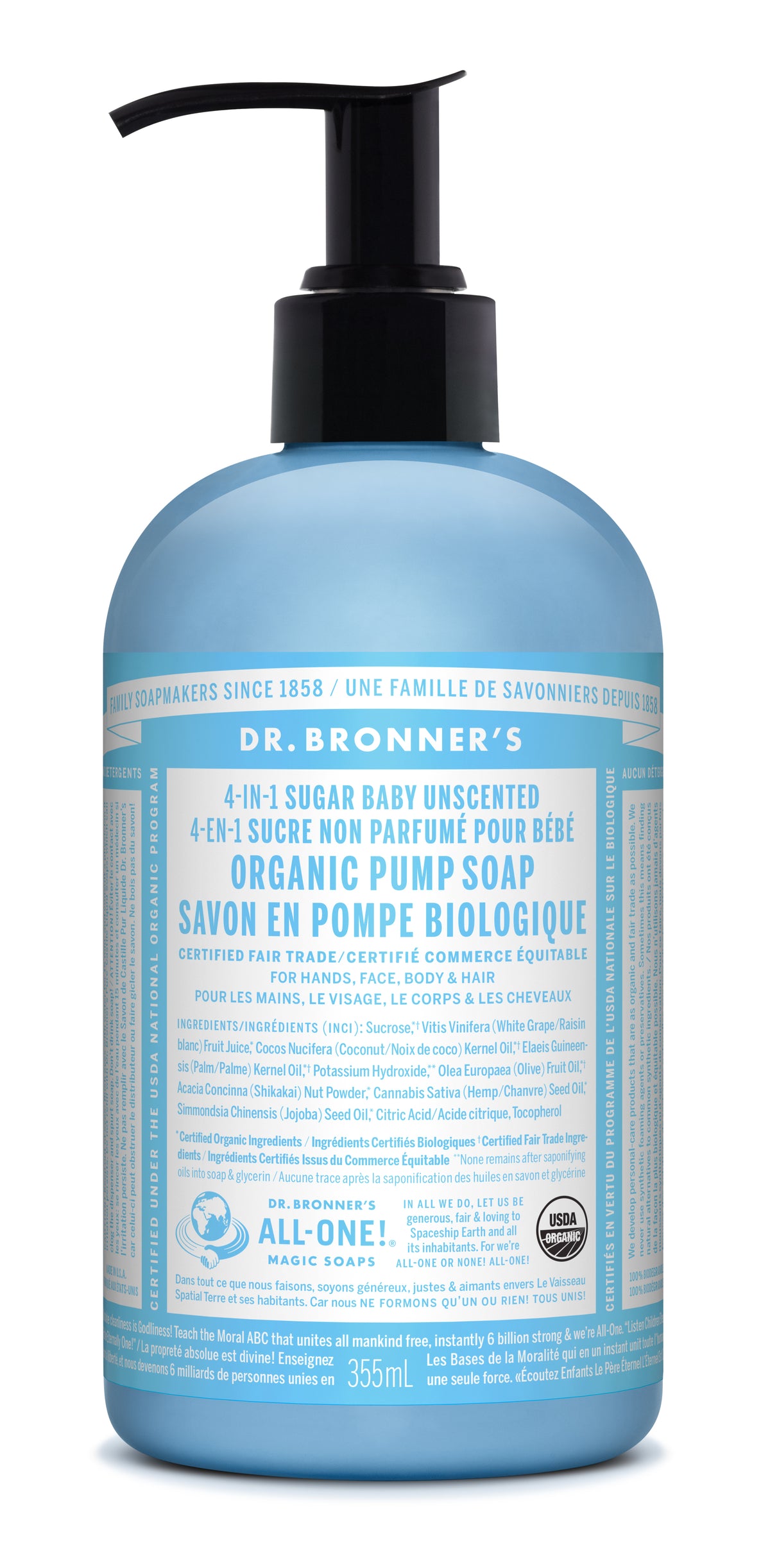 Dr. Bronner's Organic Sugar Soap Baby Unscented 355ml