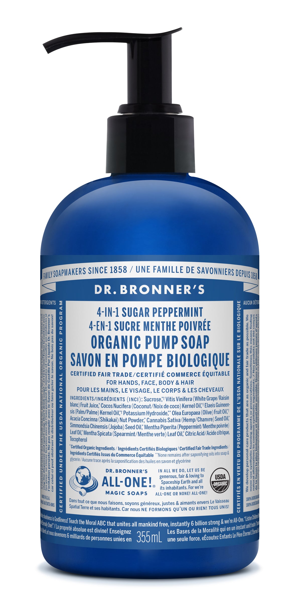 Dr. Bronner's Organic Sugar Soap Peppermint 355ml