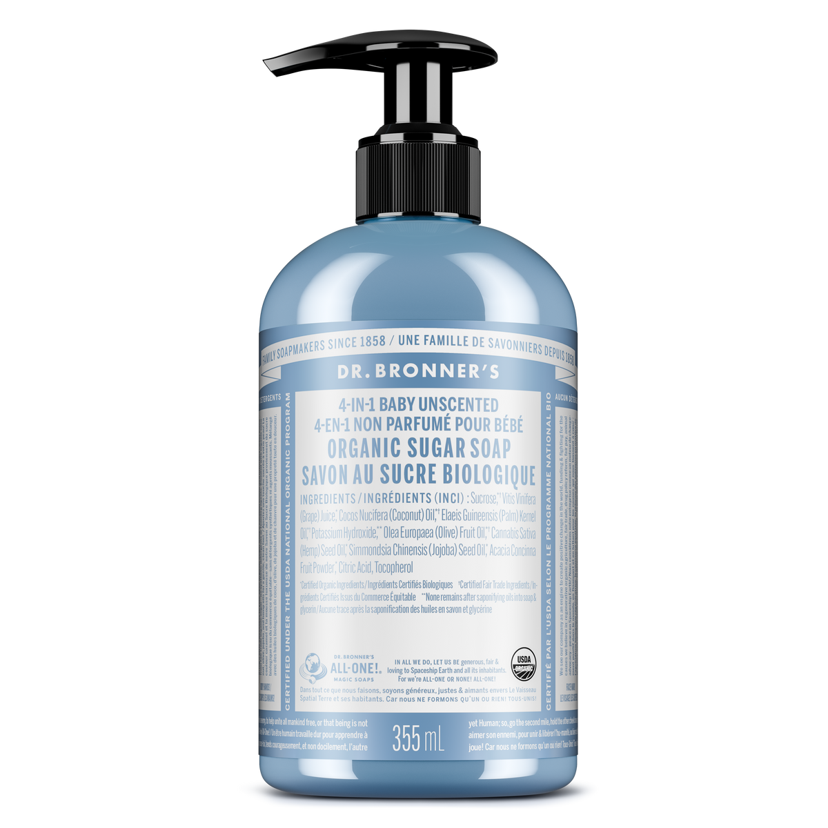Dr. Bronner's Organic Sugar Soap Baby Unscented 710ml